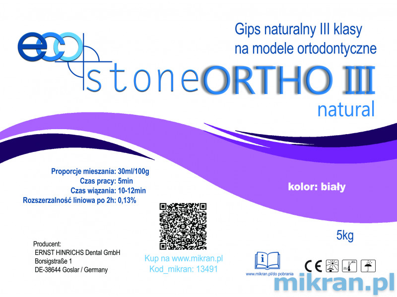 Gipso klasė III EcoStone Ortho Natural balta 5 kg