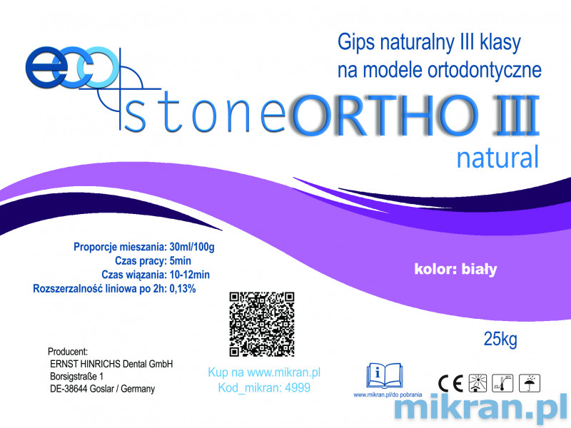 Gipso klasė III EcoStone Ortho Natural balta 25 kg
