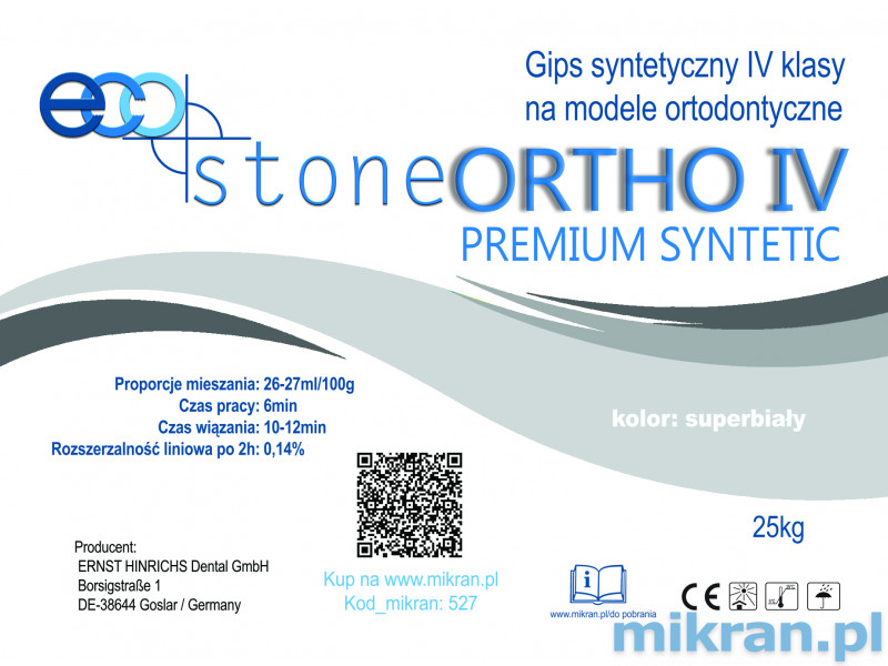 Gipso klasė IV EcoStone Ortho Premium super baltas 25kg
