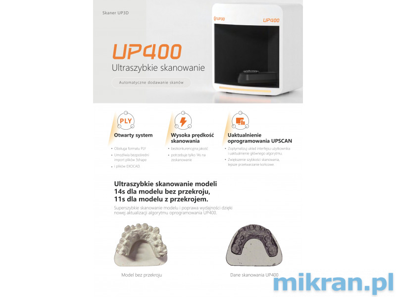 Up3d Up400 protezų skaitytuvas Nemokama projektavimo programinė įranga perkant įrenginį arba Exocad už 50% kainos